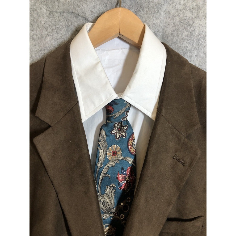Stafford Blazer 50R Brown Faux Suede Suit Coat Jacket Career Casual Classic